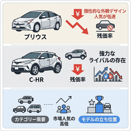 トヨタ車のなかにも値落ちしやすい車種がある