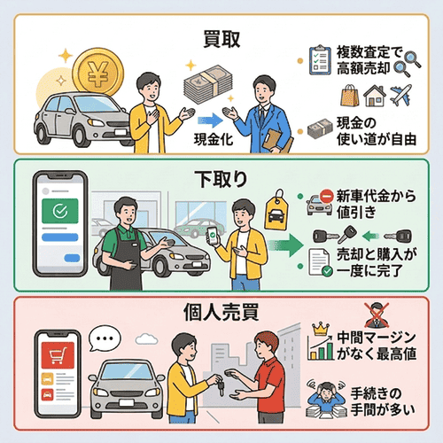 車を売る方法とその種類