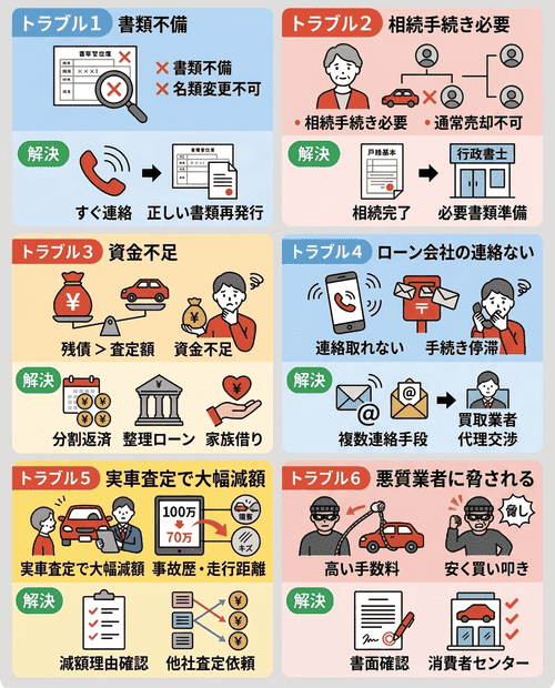 ローンが残っている車を売る際によくあるトラブルと対処法