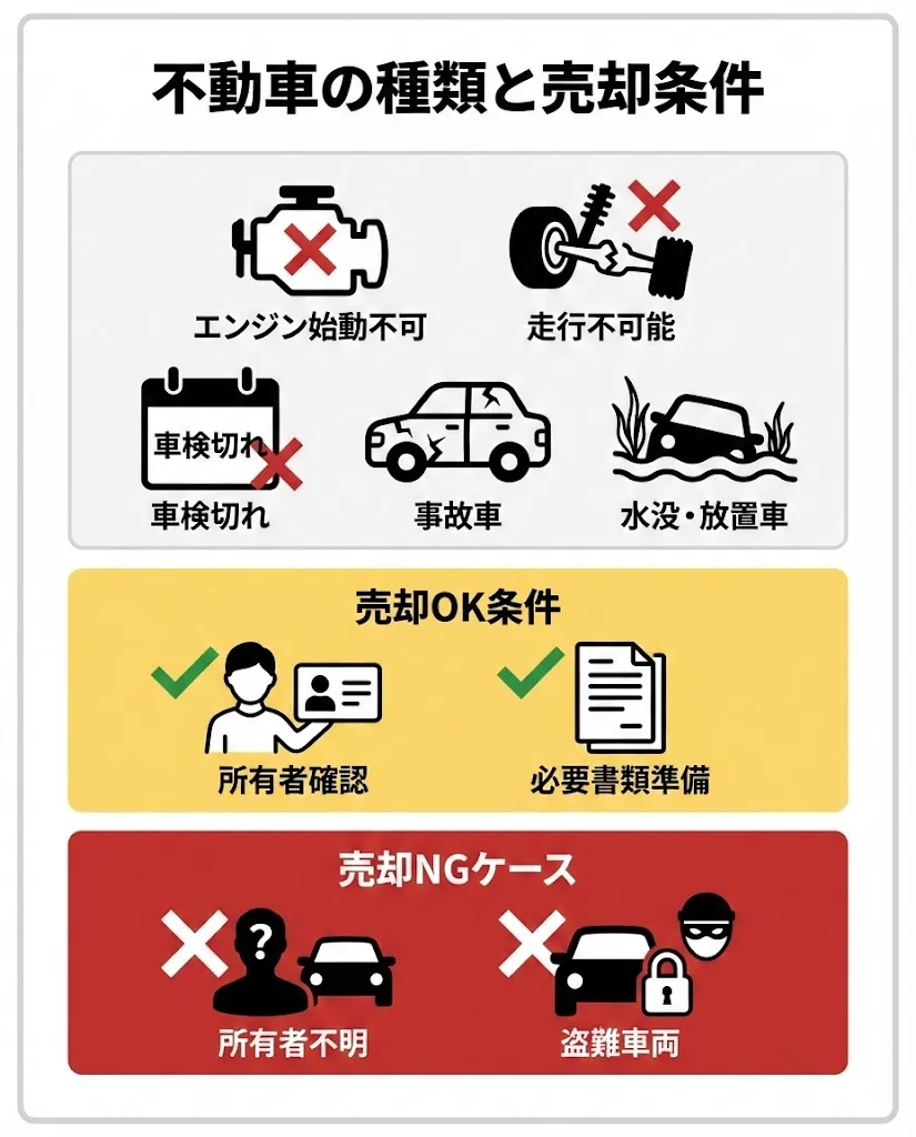 不動車とは？定義と売却できないケース