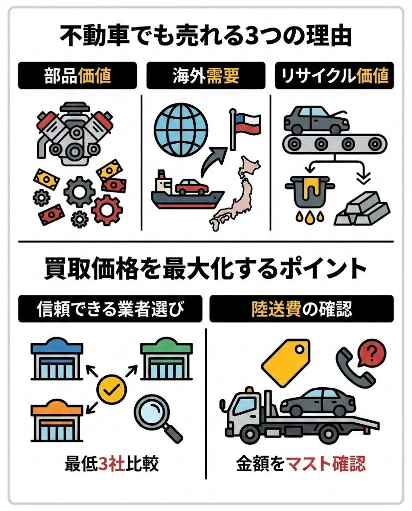 不動車買取の核心ポイント