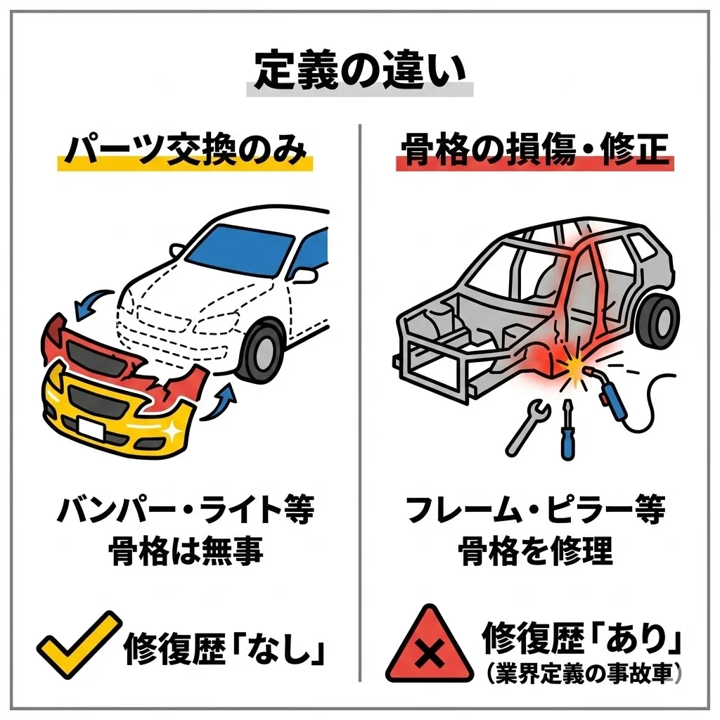 事故車と修復歴車の違い