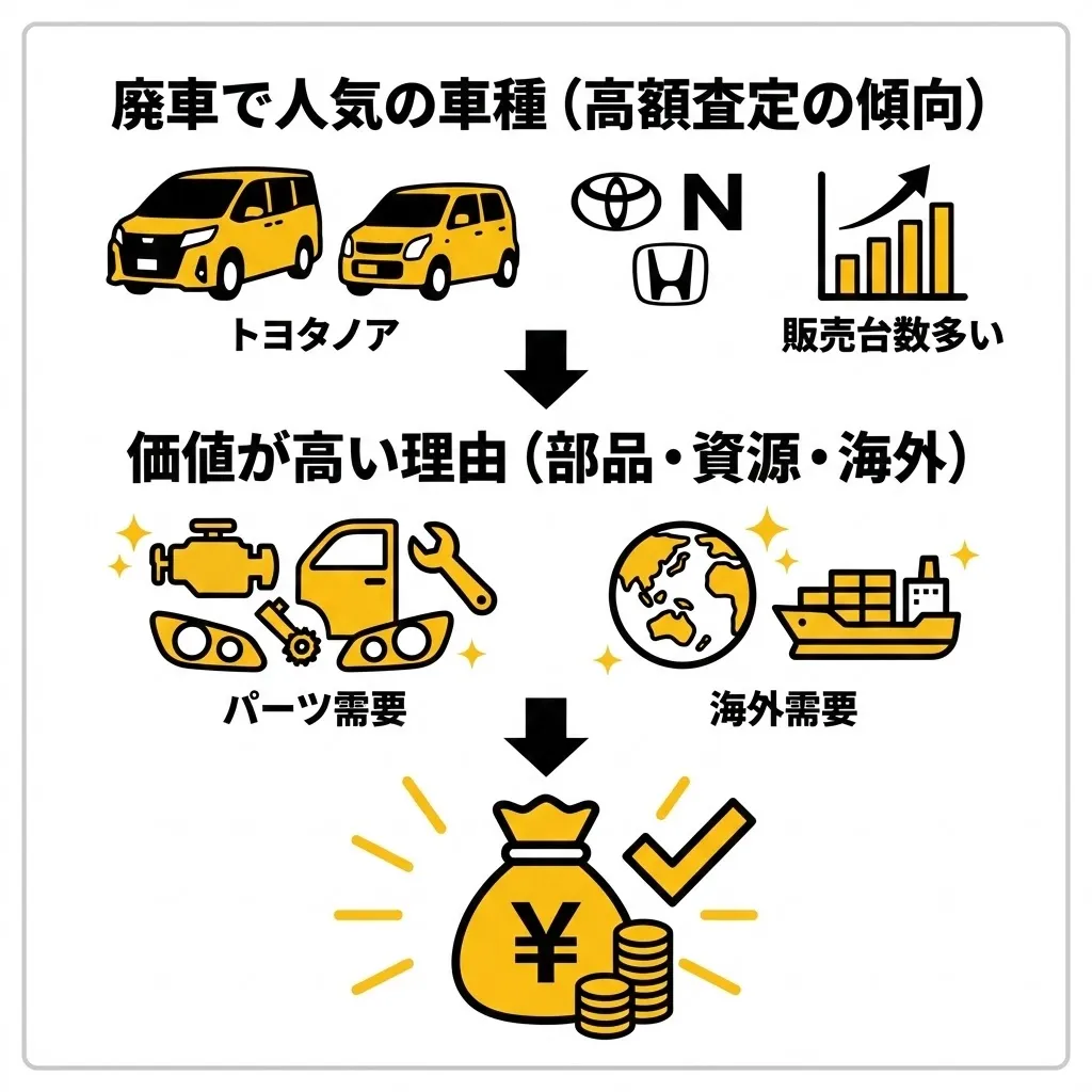 廃車買取の相場と高く売れる車