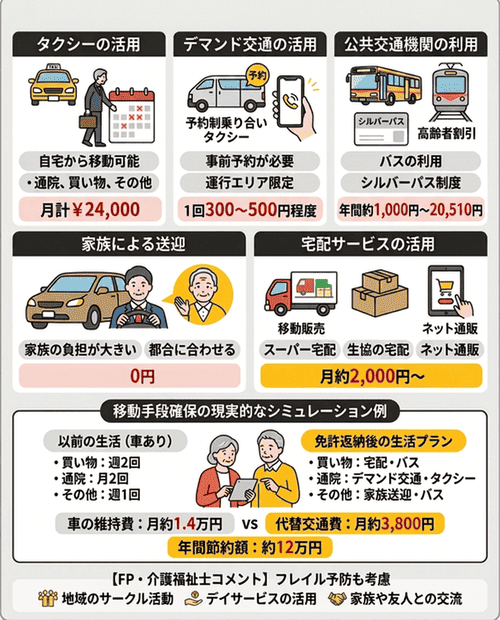 免許返納後の移動手段を確保する